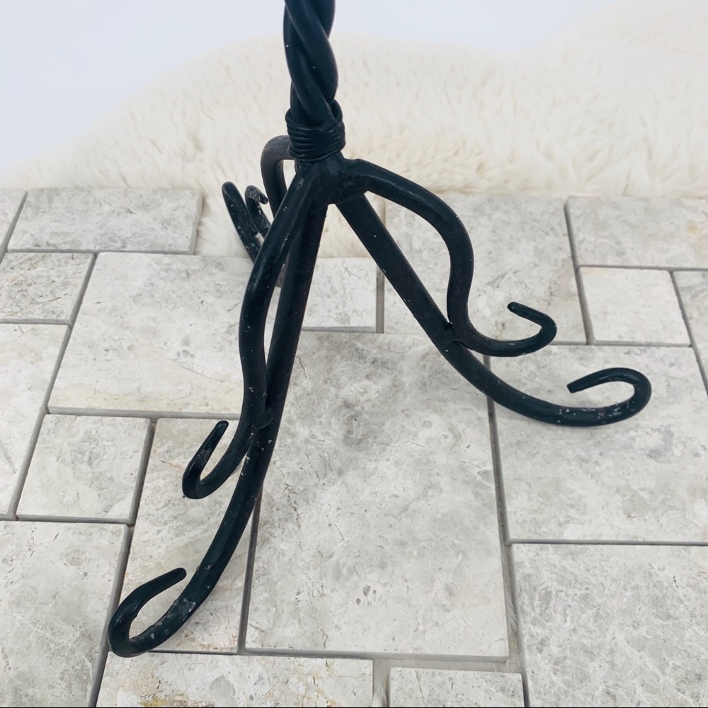 22” Rustic Wrought Iron Candlestick - Picture 4 of 8